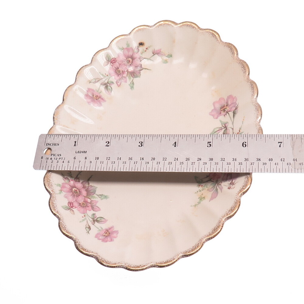 LIMOGES Antique Warranted 22K Gold 3K G-F. W. Wild Rose Porcelain Serving Plate - Picture 6 of 6